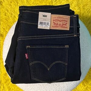 Levi's "314 Shaping Straight" Mid-Rise Dark-Wash Jeans [NWT]